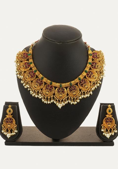 Multicolor Alloy Chokar Necklace Set