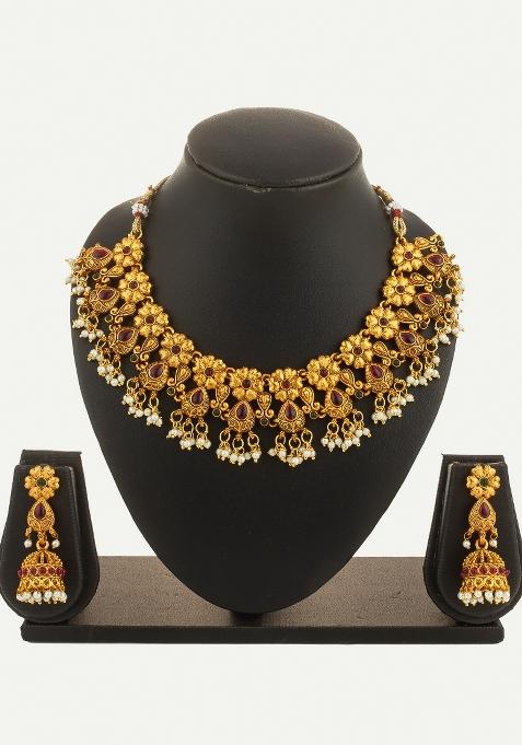 Multicolor Alloy Chokar Necklace Set
