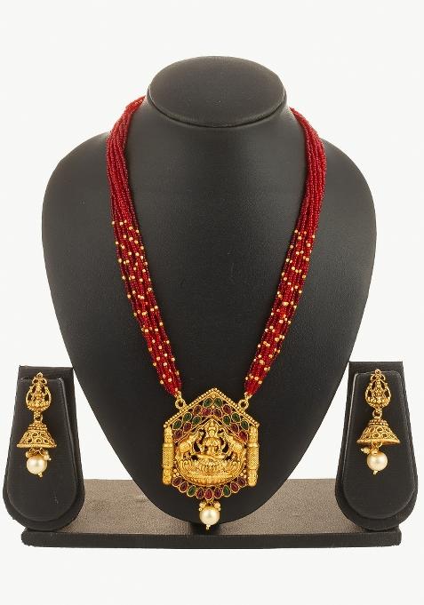 Red Alloy Necklace Set