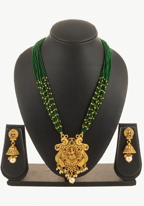 Green Alloy Necklace Set