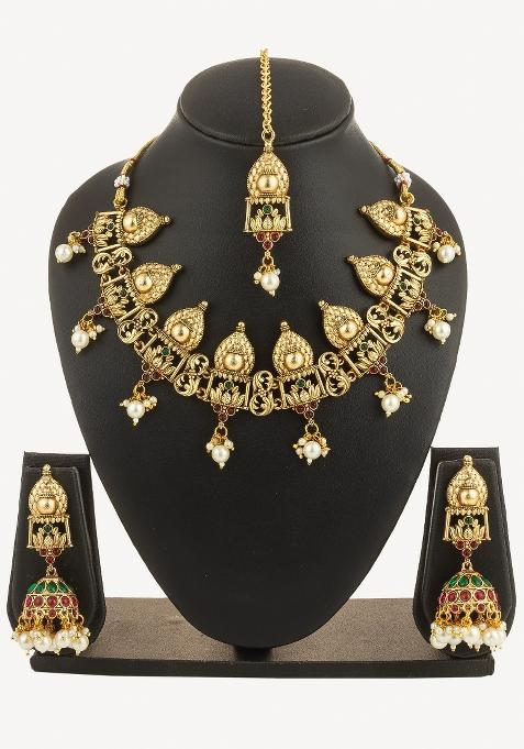 Multicolor Alloy Chokar Necklace Set