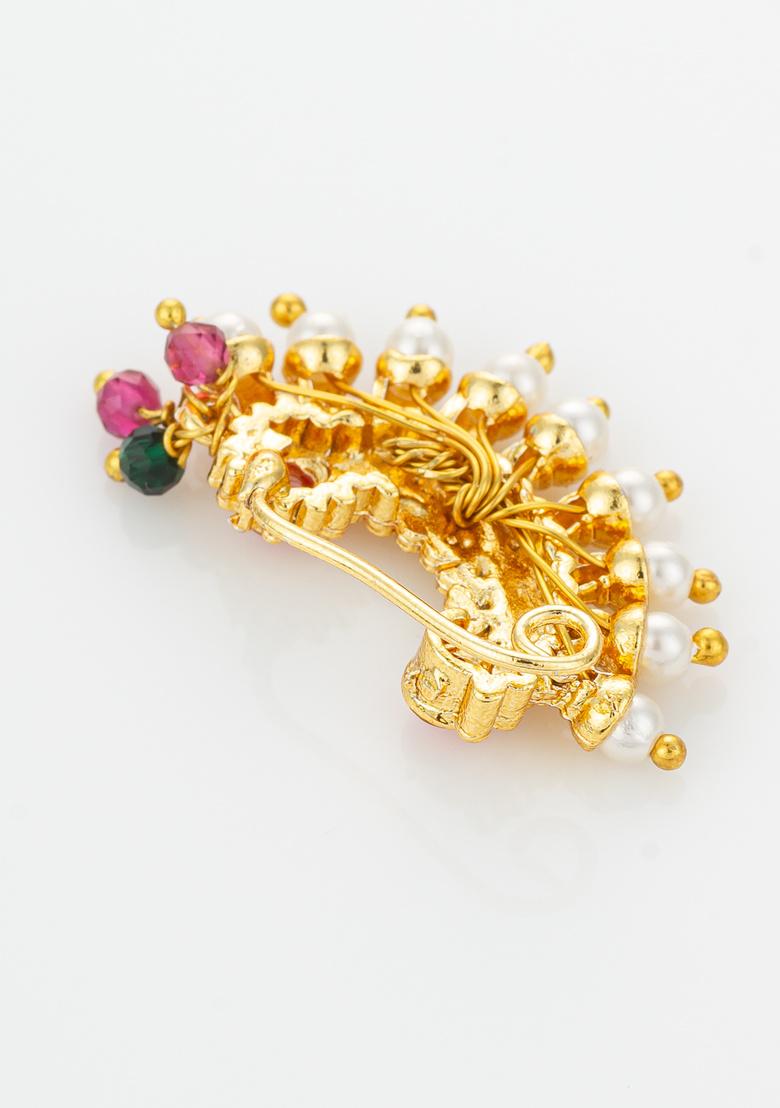 Golden Brass Alloy Nose Pin - Indya