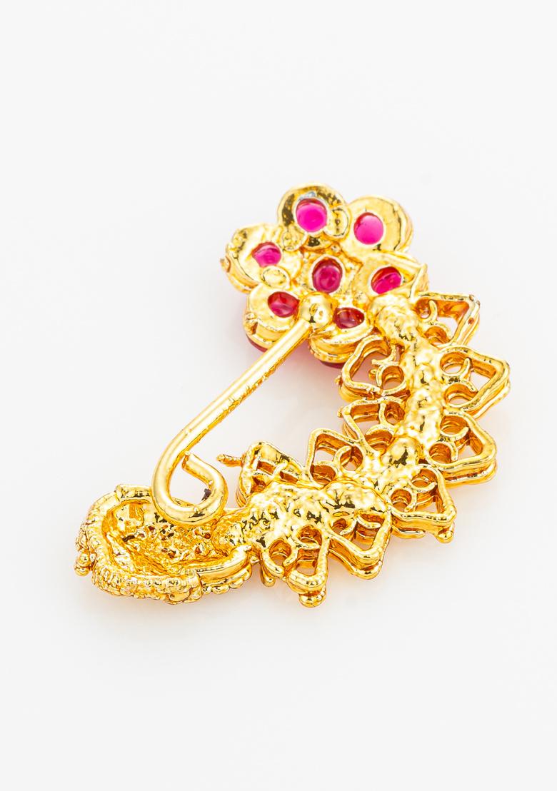 Golden Brass Alloy Nose Pin - Indya