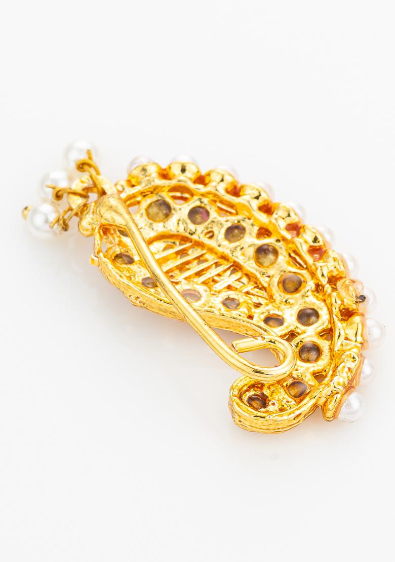Golden Brass Alloy Nose Pin - Indya