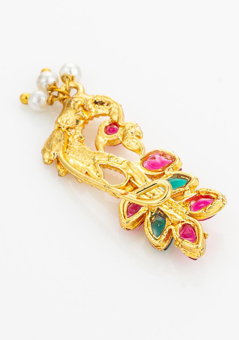 Golden Brass Alloy Nose Pin - Indya