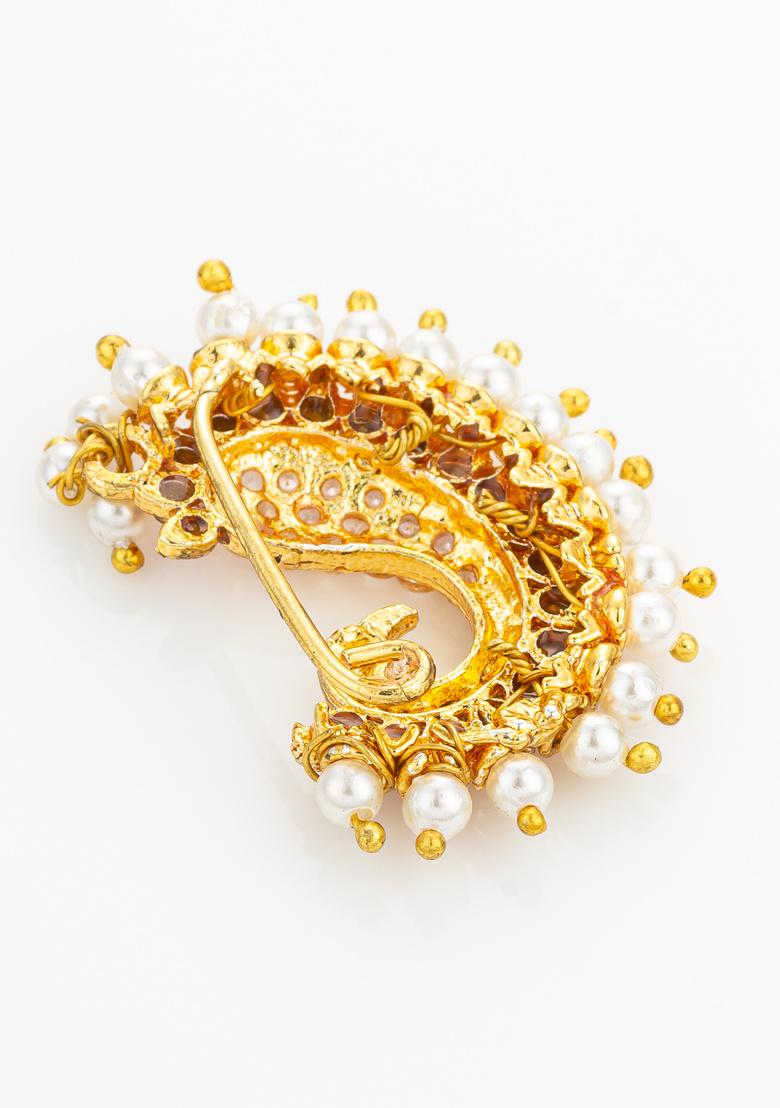 Golden Alloy Nose Pin - Indya