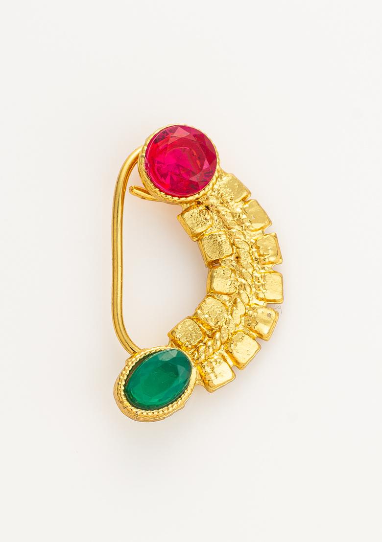 Golden Alloy Nose Pin - Indya