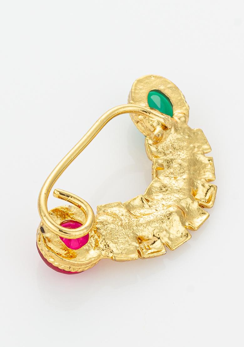 Golden Alloy Nose Pin - Indya