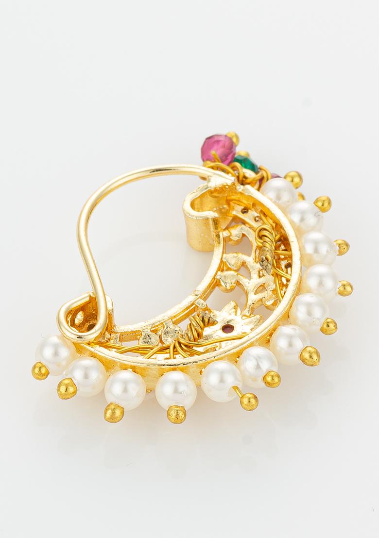 Golden Alloy Nose Pin - Indya