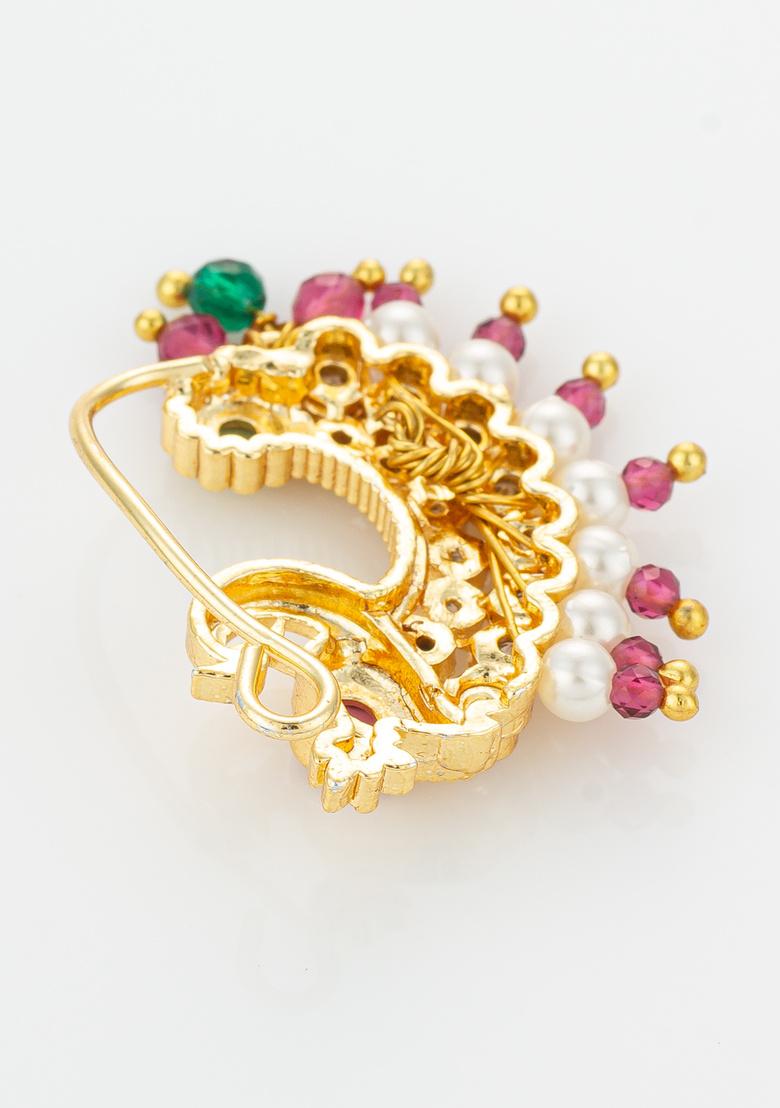 Golden Alloy Nose Pin - Indya