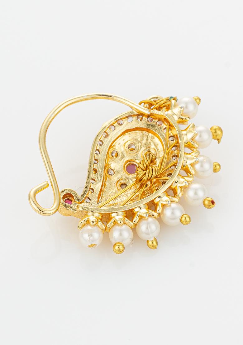 Golden Alloy Nose Pin - Indya