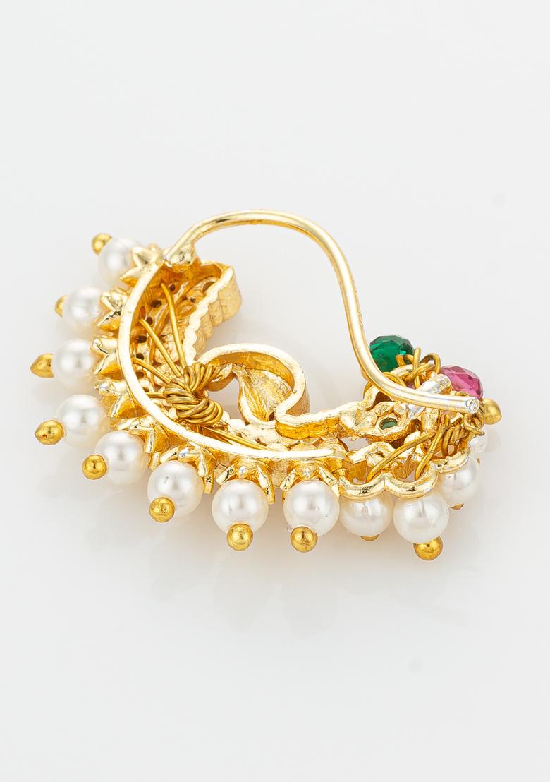Golden Alloy Nose Pin - Indya