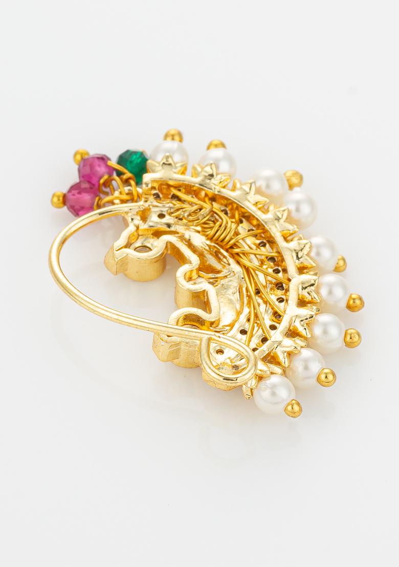 Golden Alloy Nose Pin - Indya