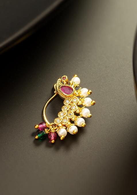Golden Base Metal Nose Pin