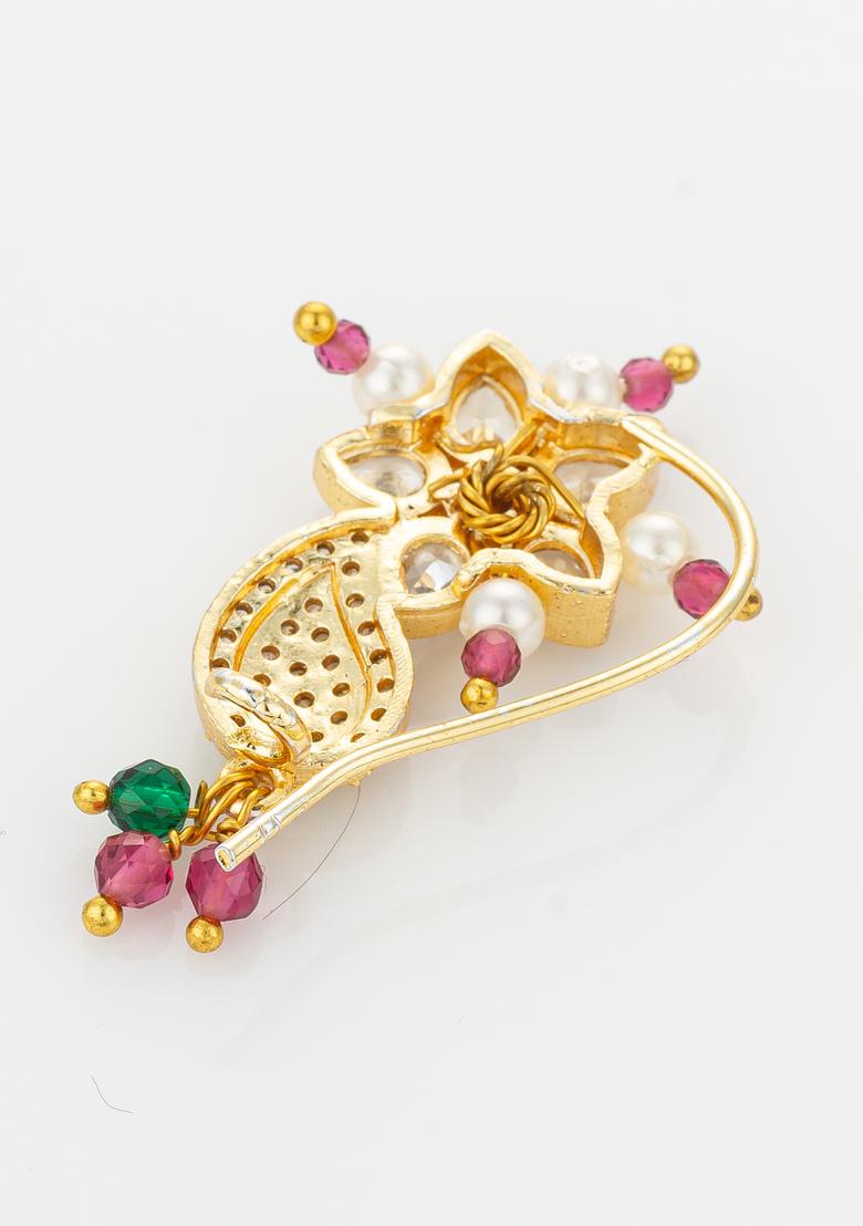 Golden Base Metal Nose Pin - Indya