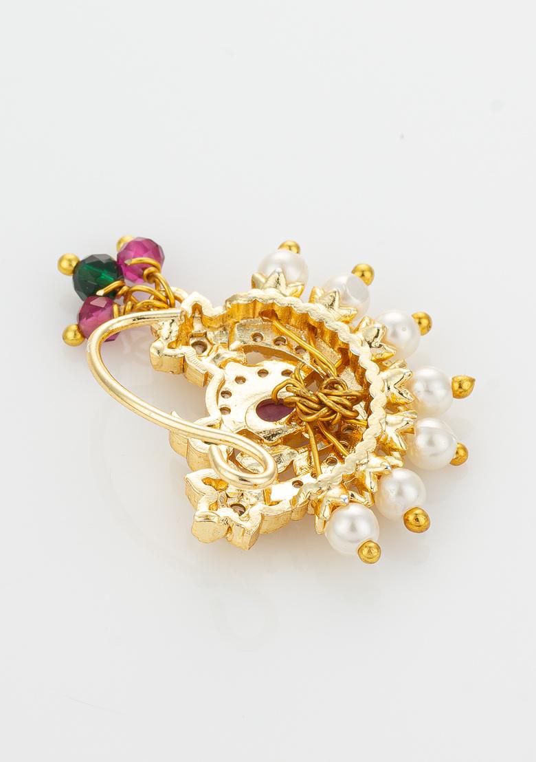 Golden Alloy Nose Pin - Indya