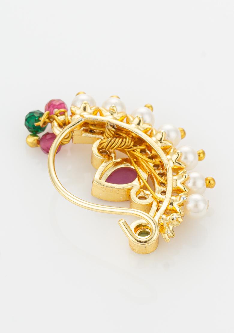 Golden Alloy Nose Pin - Indya