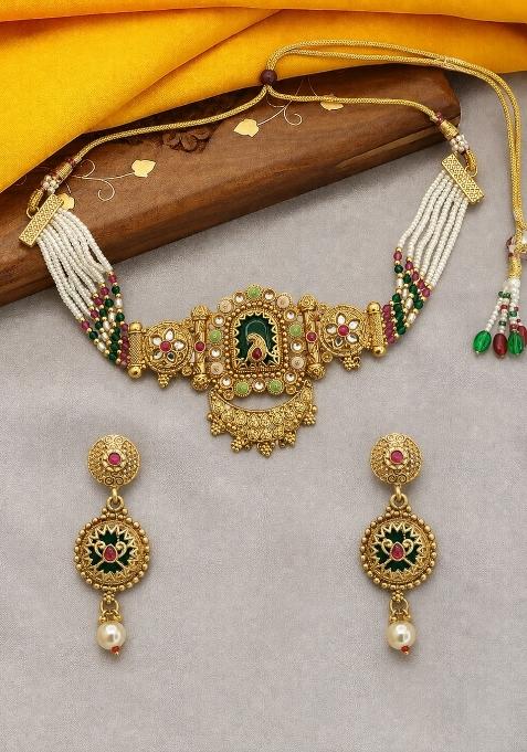 Gold Alloy Necklace Set