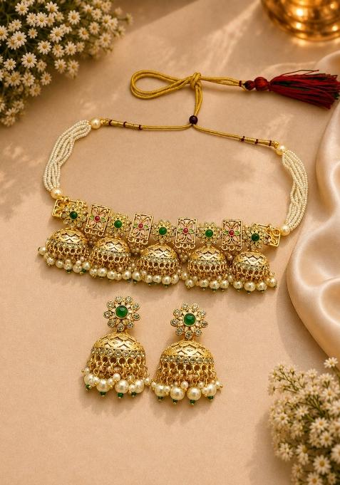 Gold Alloy Necklace Set