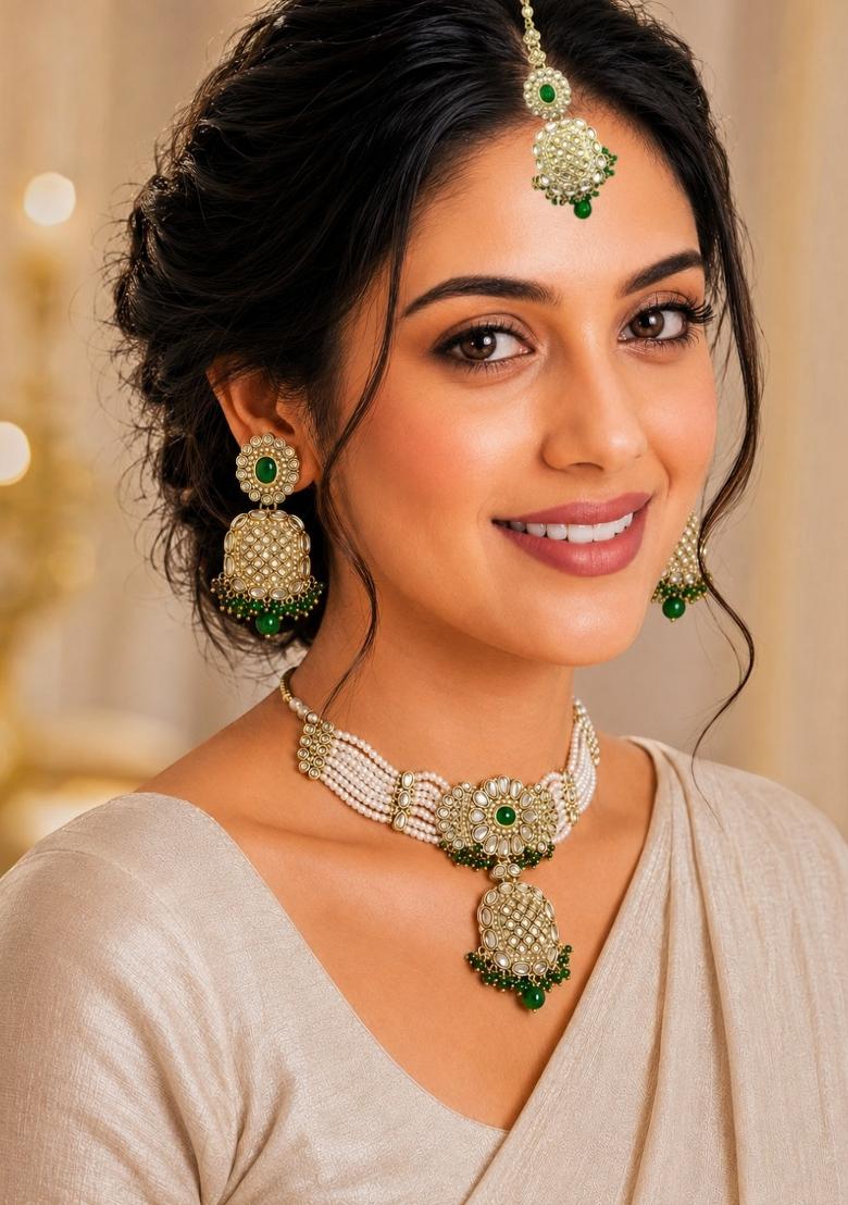 Gold Alloy Necklace Set - Indya