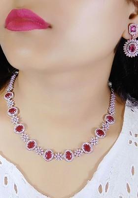 Silver Plated American Diamond Studded Elegant Jewellery Set