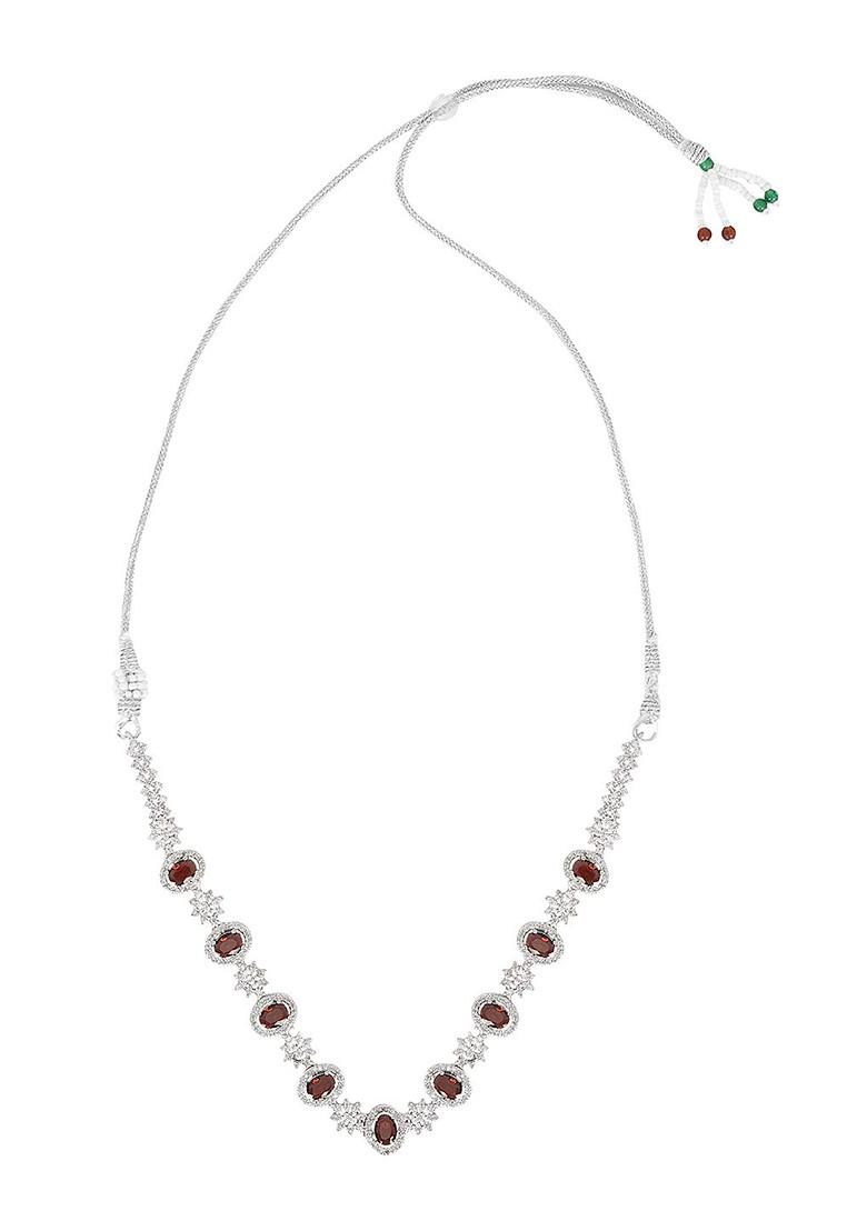 Silver Plated American Diamond Studded Elegant Jewellery Set