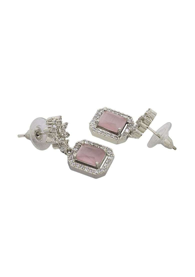 Silver Plated American Diamond Stone Studded Jewellery Set - Indya