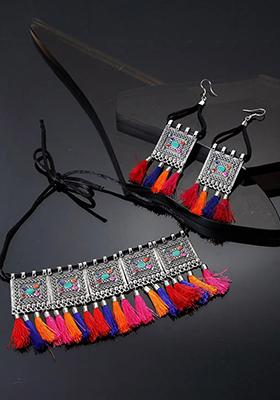 Multicolor Dots Tassel Pendant Necklace For Women