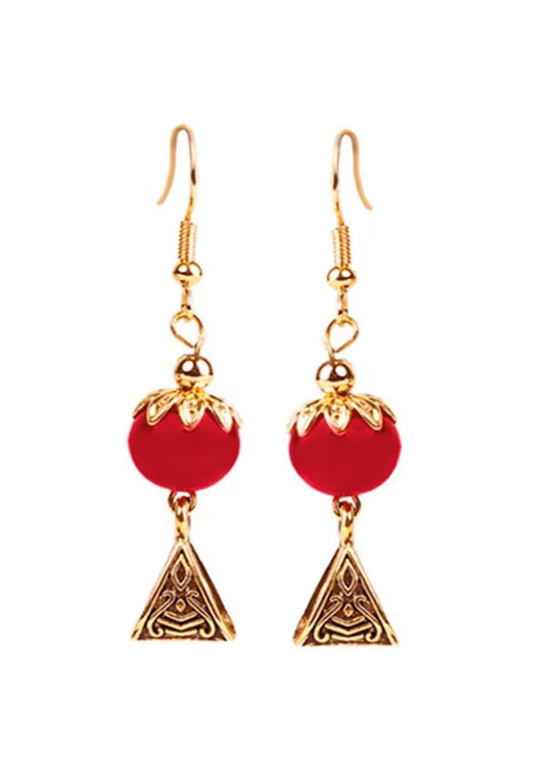 Multicolor And Triangle Beads Sun Pendant Necklace Set For Women