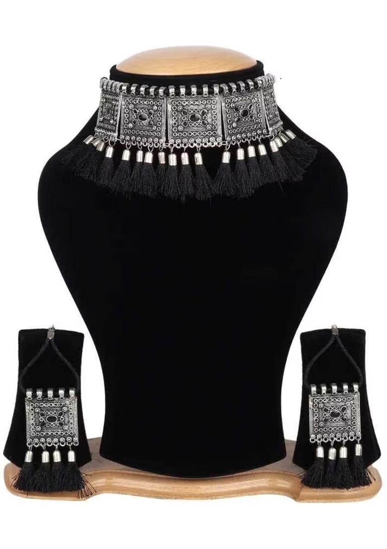 Black And Multicolorcolor Tassel Long Necklace For Women