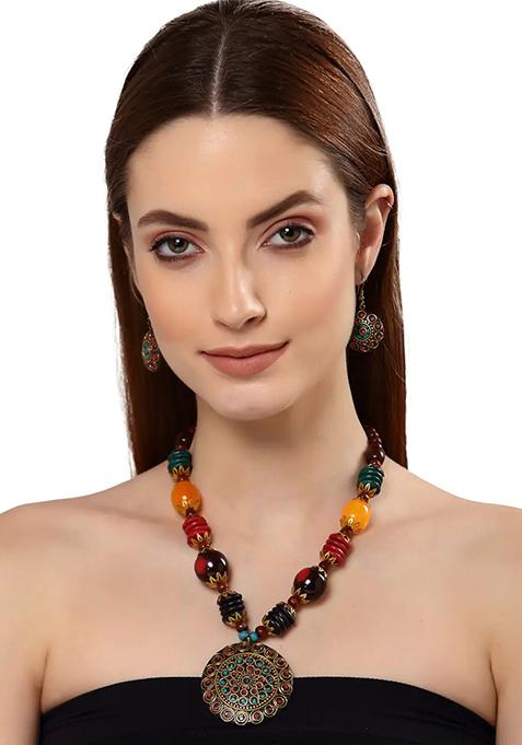 Multicolor Moti Necklace For Women