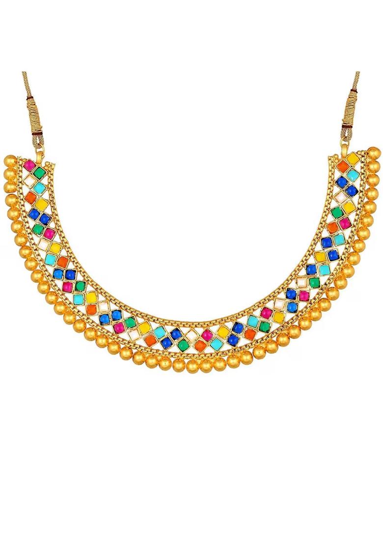 Multicolor Metallic Choker Set For Women
