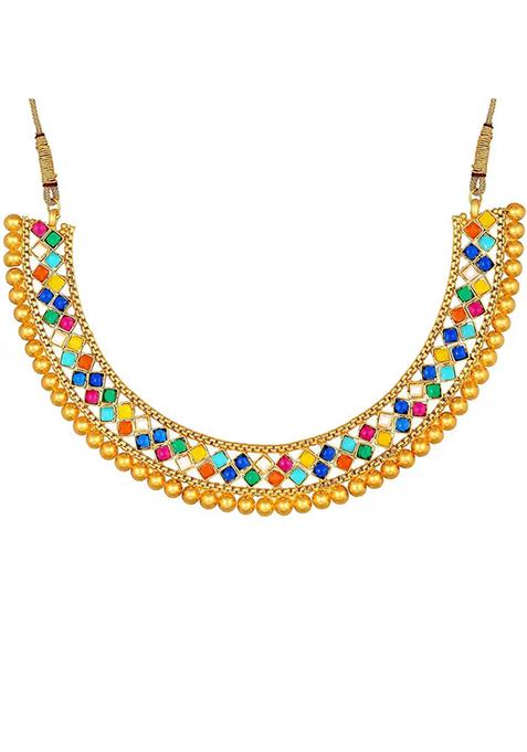 Multicolor Metallic Choker Set For Women