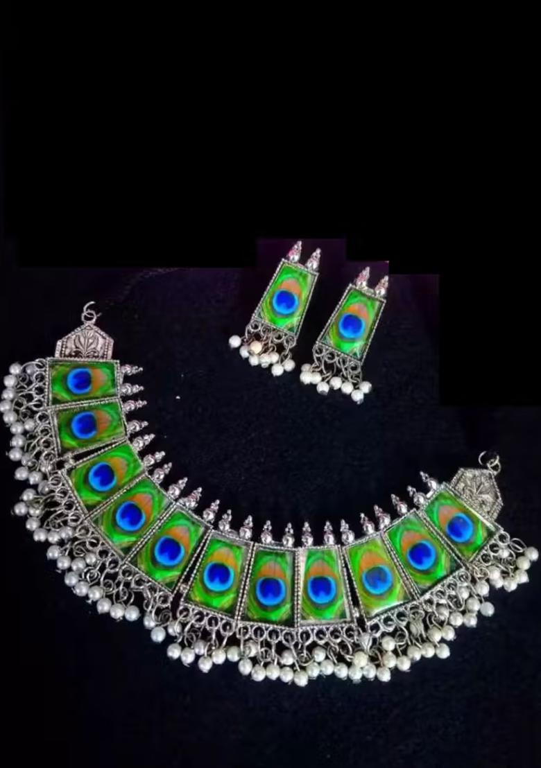 Multi Peacock Square Multi Choker