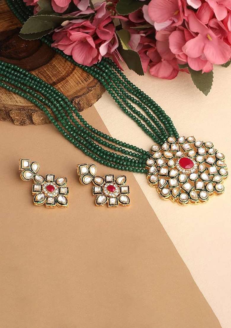 Green Crystal Necklace - Indya
