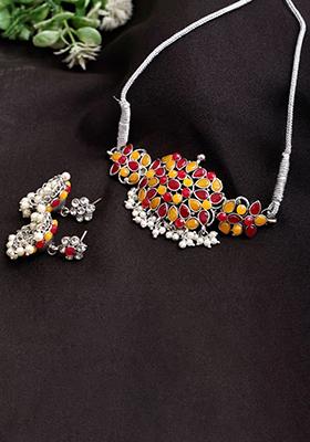 Red Yellow Square Choker Set