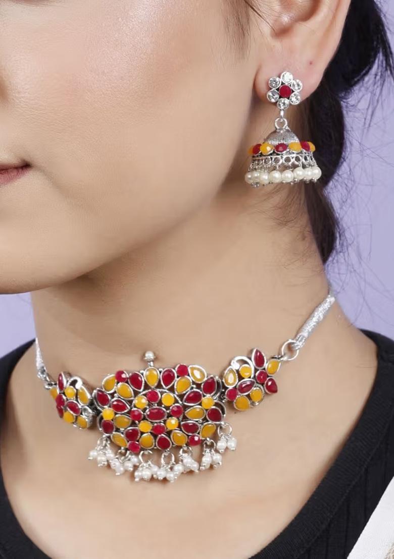 Red Yellow Square Choker Set