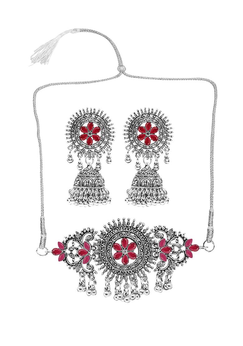 Gs Oxidised Choker Floral Design