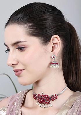 Red Stone Square Choker Set