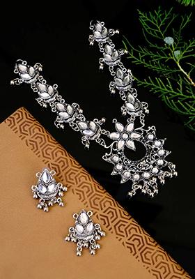 Oxidised Kundan Long Necklace