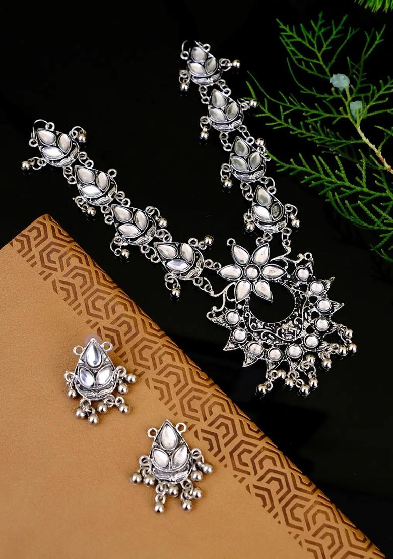 Oxidised Kundan Long Necklace