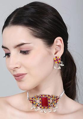 Maroon Yellow Choker Center Rectangle