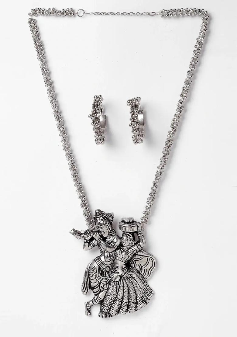 Radha Krishna Long Necklace With Bali And Bracelet
