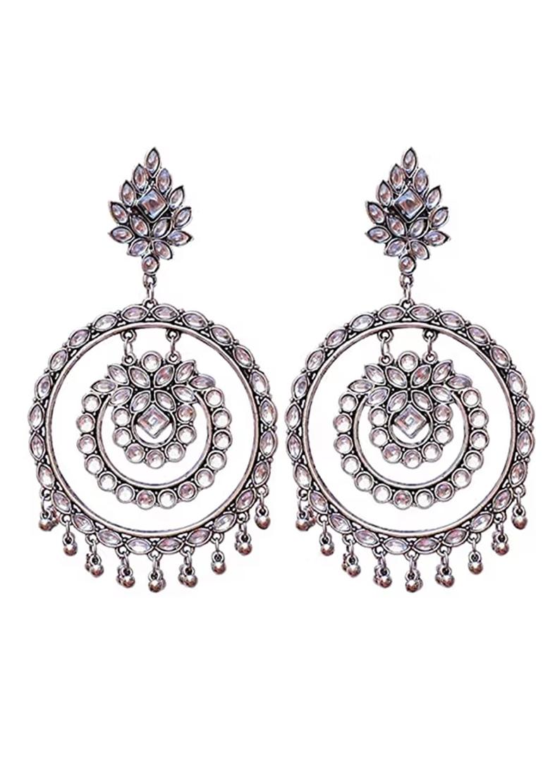 Radha Krishna Long Necklace With Big Round Earrings