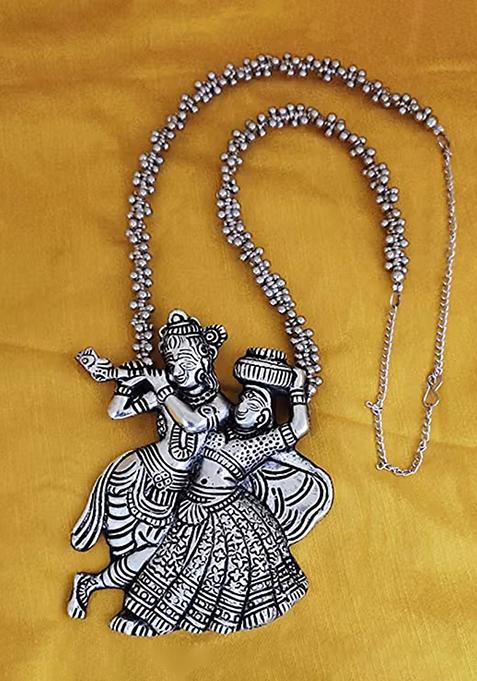 Radha Krishna Long Necklace With Big Round Earrings