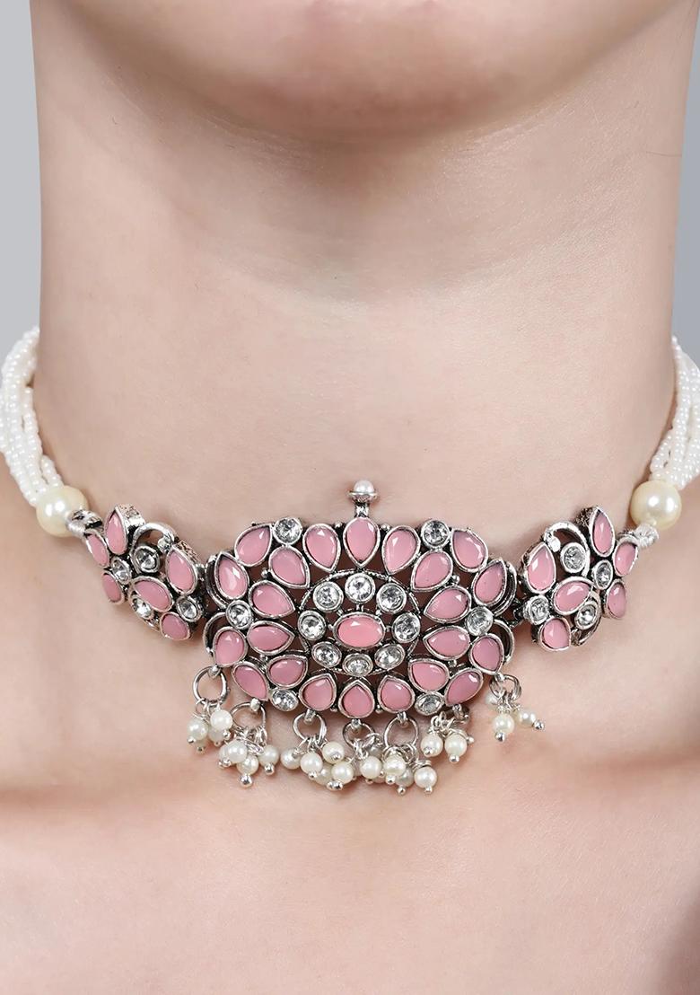 Pink Stone Square Choker