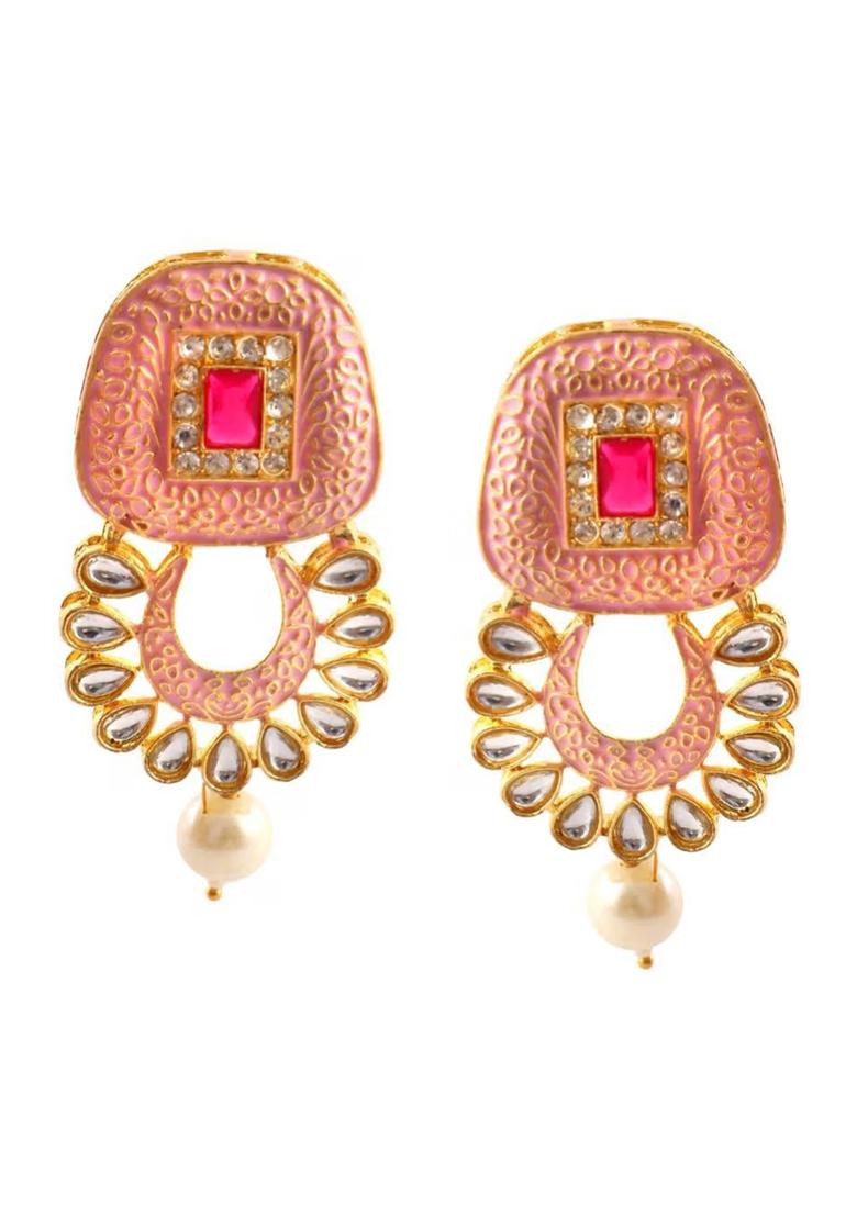 Pink Brass Square Choker Set