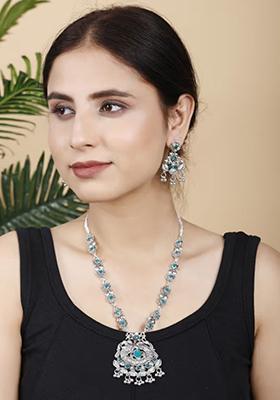 Gs Blue Stone Leaf Choker