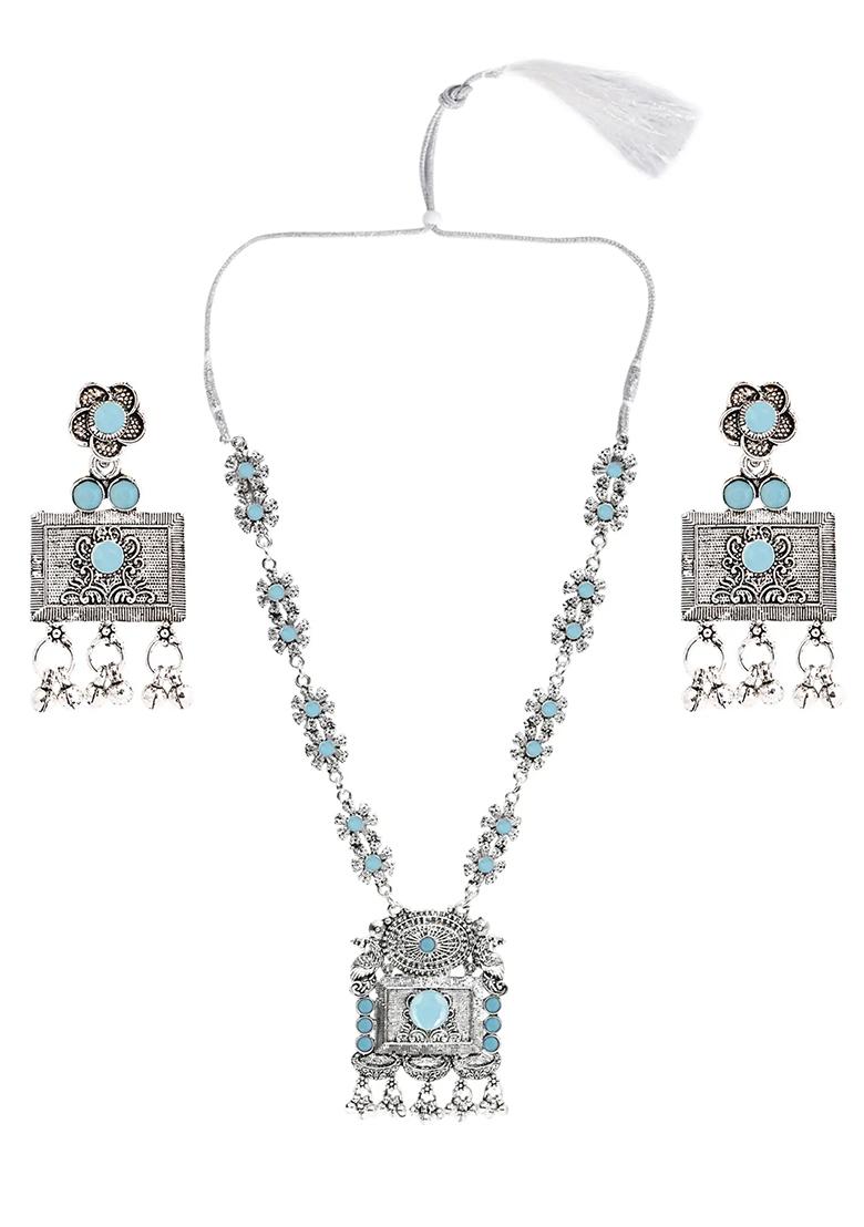 Gs Blue Square Long Necklace