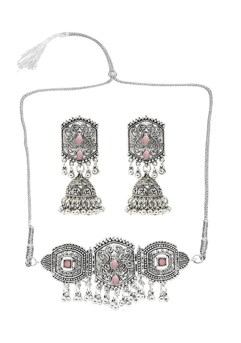 Gs Pink Stone Leaf Choker